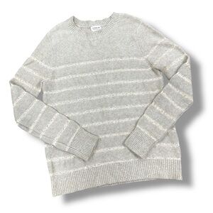 Cavalini Sand/Beige Striped Crewneck Sequin Sweater